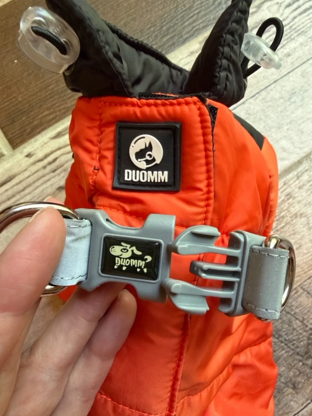 Dog Orange & Black Puffer Dog Jacket